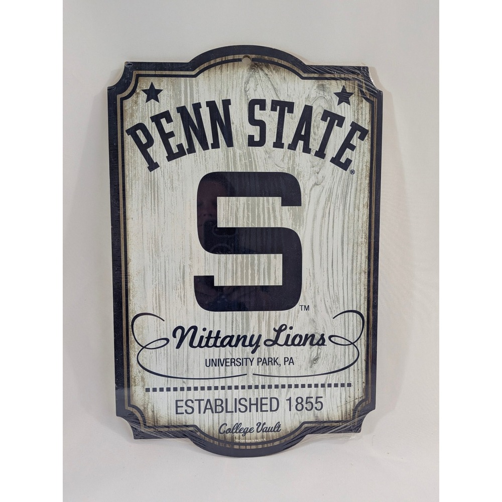 Penn State Nittany Lions College Vault Wood Wall Sign 12x17.5 Wincraft New